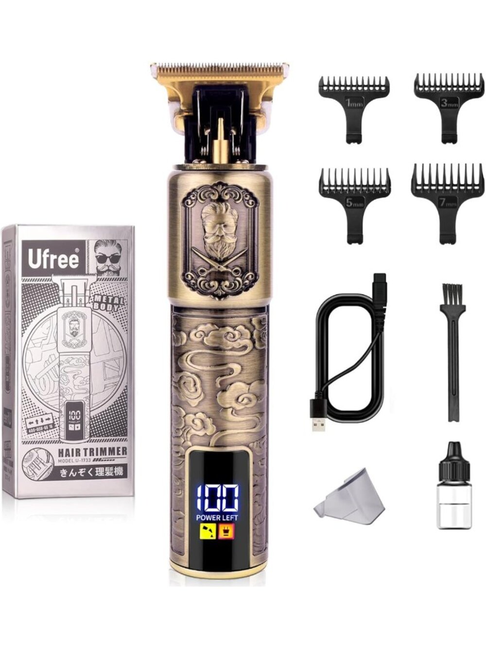 Professional Beard Trimmer & Hair Clipper Kit with LCD Display - Precision